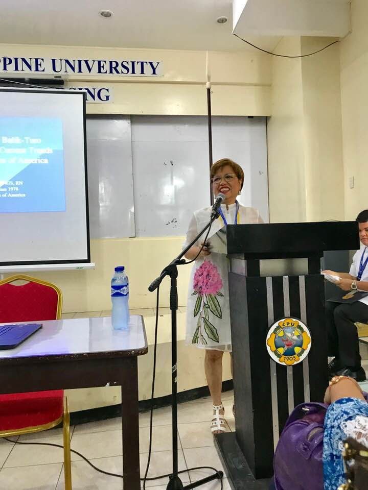 Speaking in front of the senior students of the CPU College of Nursing