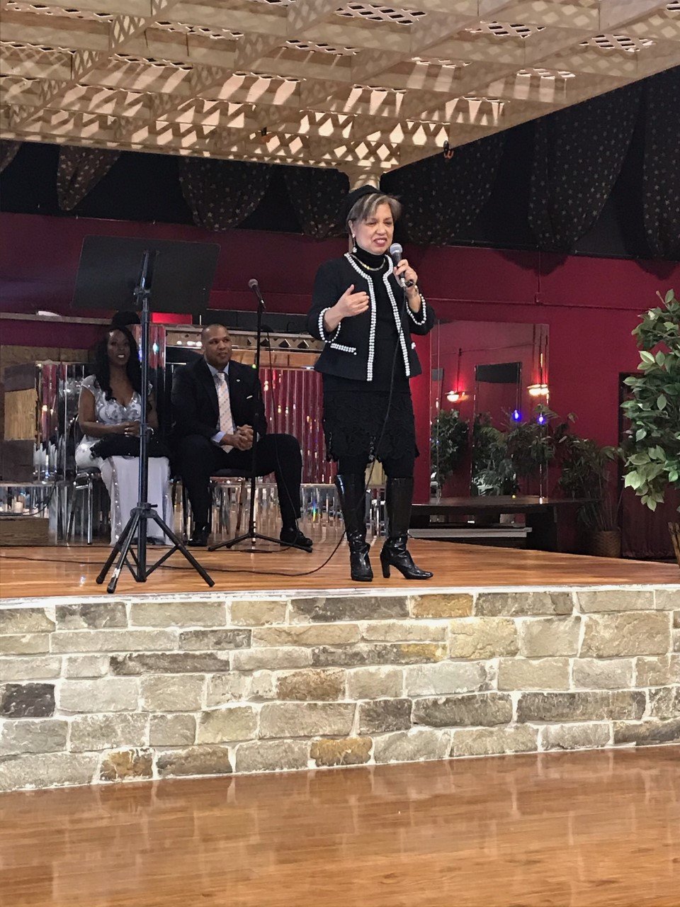 Susie speaking at a church